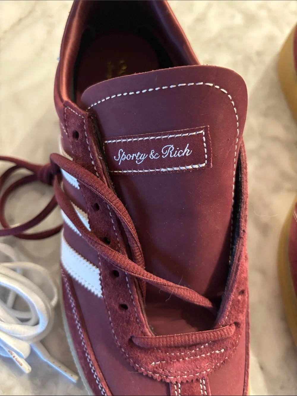 adidas Sporty and Rich Spezial Shoes ,Burgundy with White Stripes, 9M